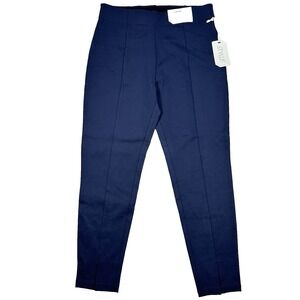 Stylus Navy High Rise Slit Front Ankle Pant Womens Size M NWT Stretch Casual